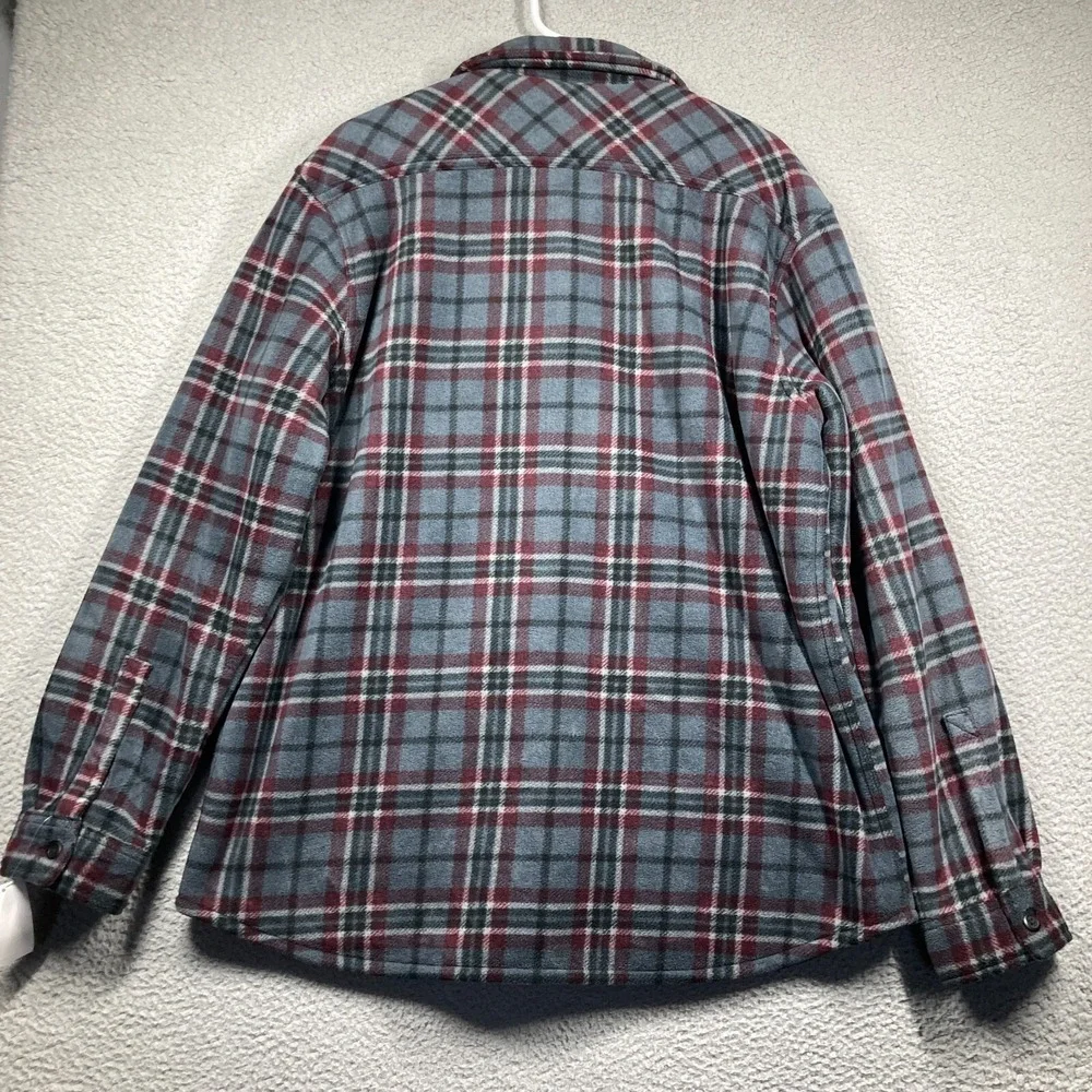 Anchorage Expedition Brand Shirt Jacket Mens L NEW Gray‎ Burgundy Plaid Sherpa